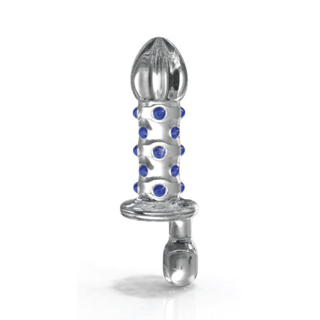 7 Inch Handcrafted Glass Anal Probe Clear/Blue