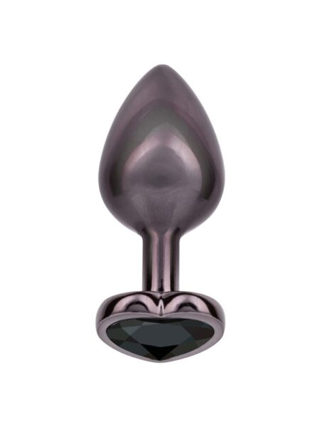 Jewel Heart Butt Plug Large Black