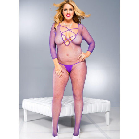 Criss Cross Crotchless Fishnet Bodystocking