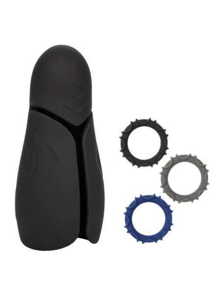 Elite Pro Stroker Optimum Power USB Rechargeable 3 Silicone Rings Included - Black