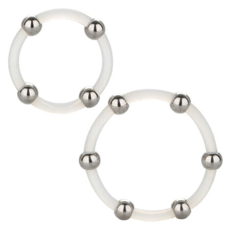Steel Beaded Large Silicone Ring Set Clear