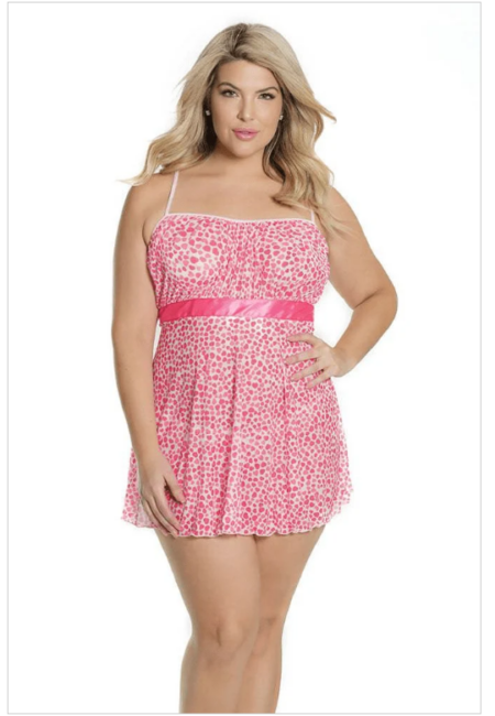 Coquette Babydoll and G-String Set - Pink, OSXL
